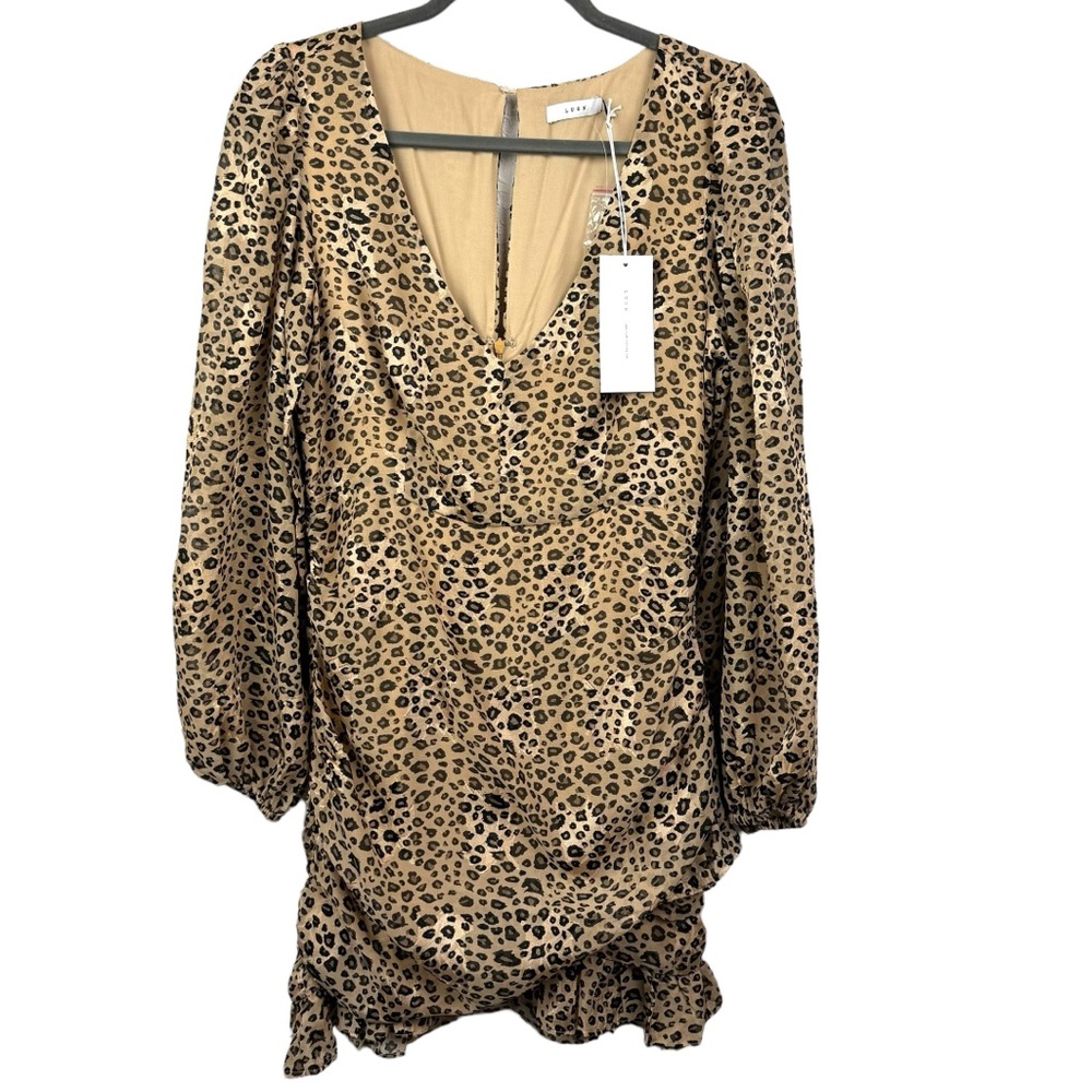 Lush Leopard Print Medium Ruched Mini Dress NWT